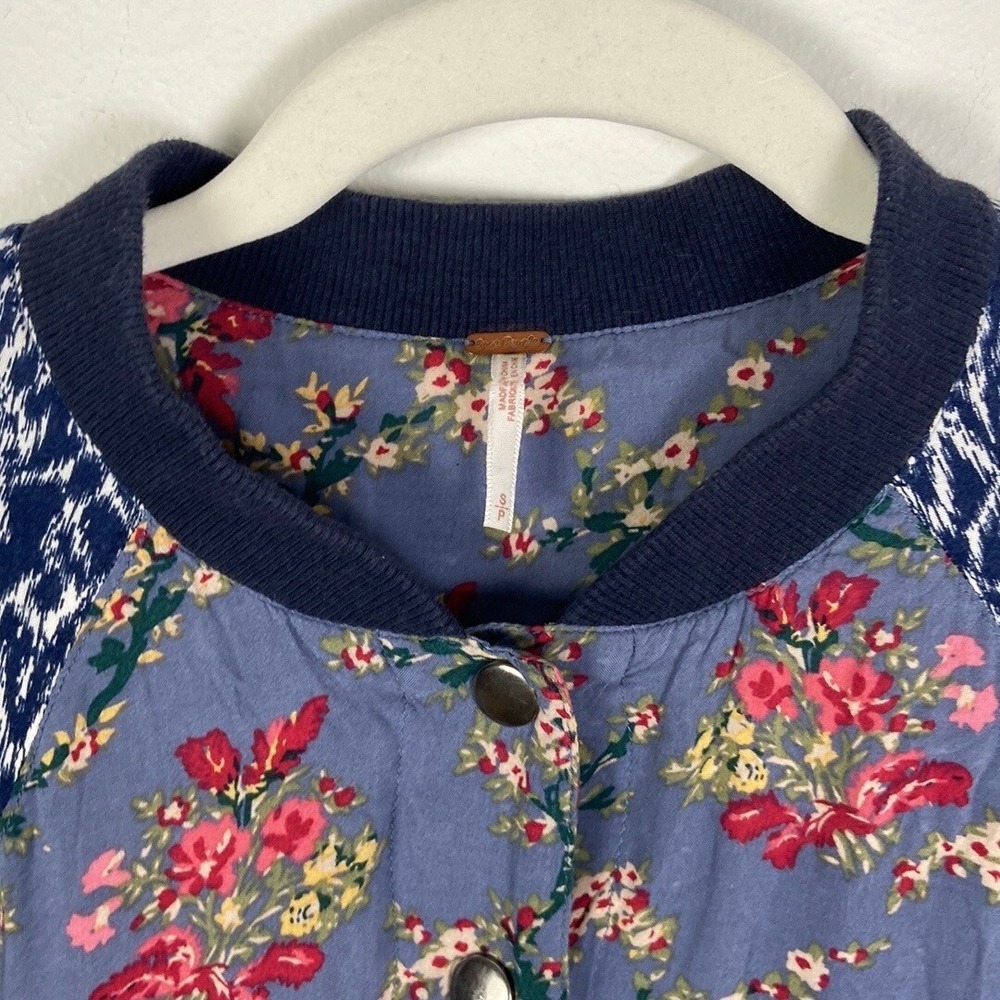 Free‎ People Women's S Floral Quilted Baseball Bomber Jacket Boho Summer Coastal - Picture 4 of 6